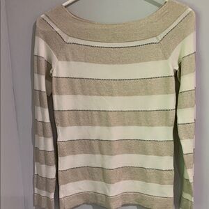 White House Black Market Cream and Gold Sweater